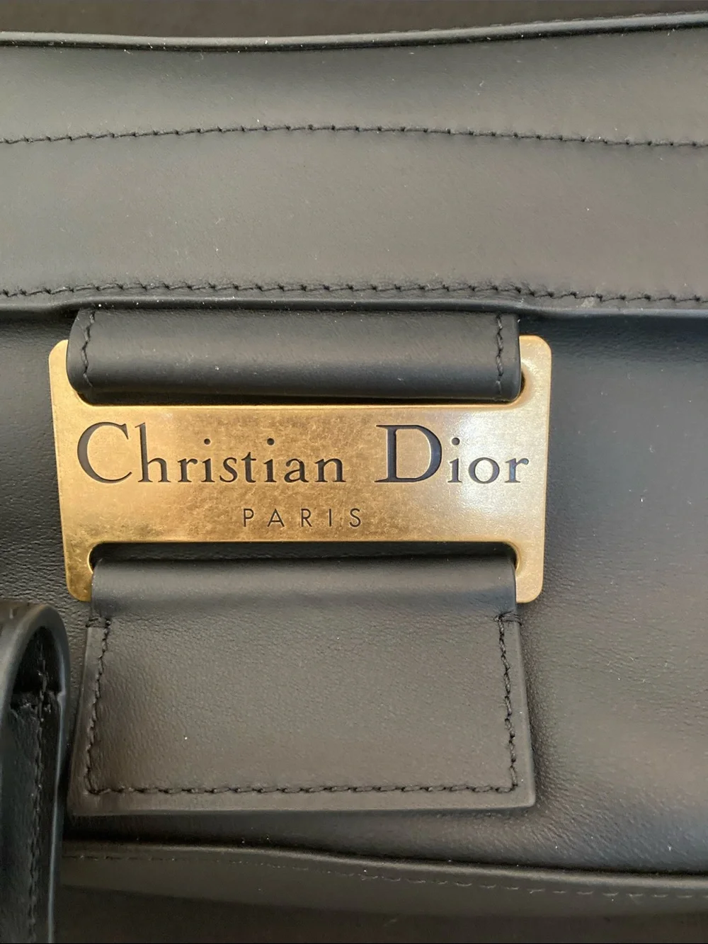 Dior Black Leather Crossbody / Shoulder Bag with Gold Hardware